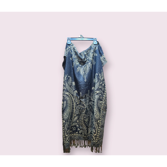 Women's Banjara Stole Shawl Scarf OS Black & Gold (NEW) - Picture 1 of 12